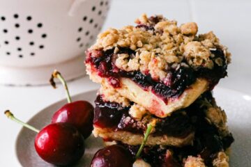 Carrés crumble aux cerises