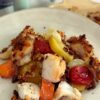 Lotte au four, légumes et croûte de pain à l'ail de Julie