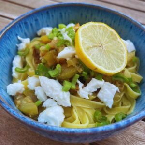 tagliatelles, courgettes et citron