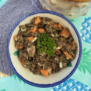 Salade de lentilles aux saucisses de Montbéliard de Julie