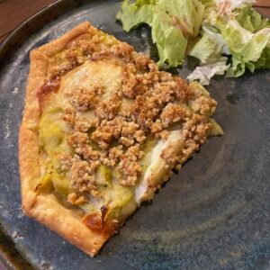 tarte aux poireaux, chèvre et noix de Delphine