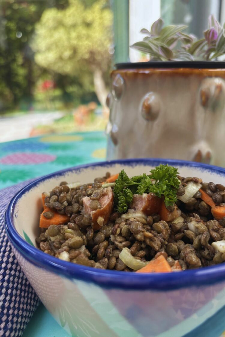 Salade de lentilles aux saucisses de Montbéliard de Julie