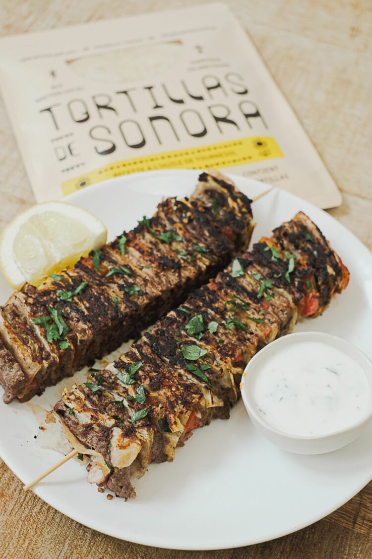 Brochettes de tortillas à la viande hachée