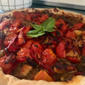 Tarte aux tomates cerises confites