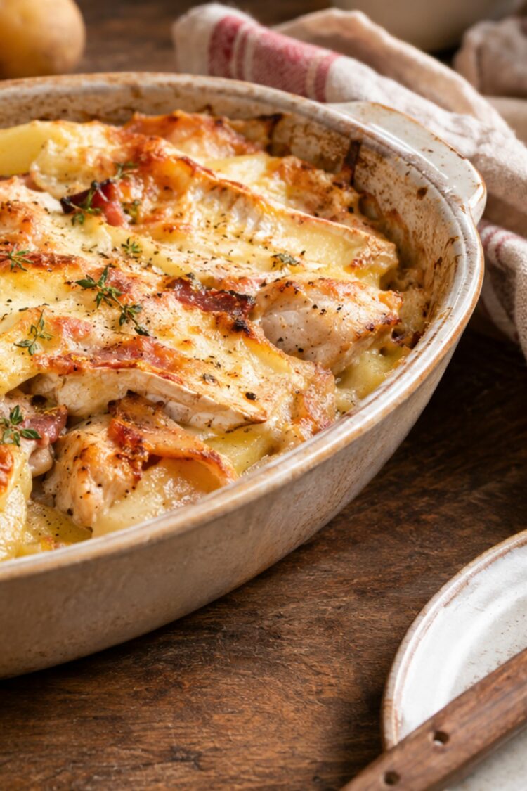 Tartiflette au poulet, une variante aussi gourmande que l'originale